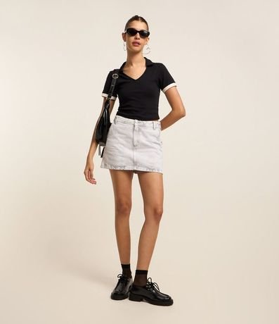 Blusa en Algodón con Cuello Polo y Detalle en la Manga 2