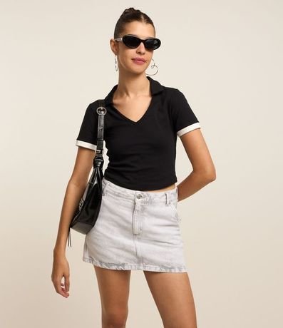 Blusa en Algodón con Cuello Polo y Detalle en la Manga 3