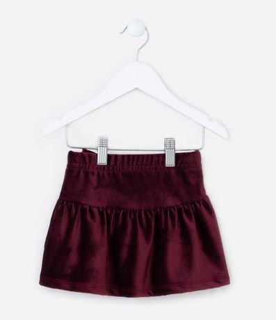 Pollera Infantil en Terciopelo con Volado - Talle 1 a 6 años 2