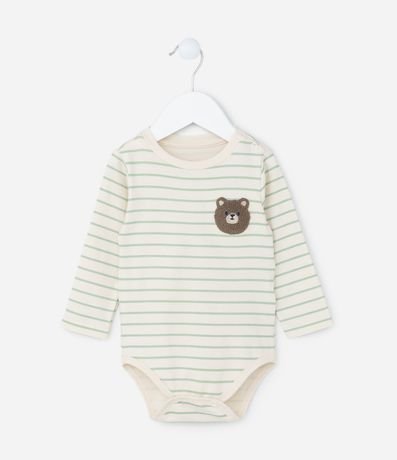Body Infantil con Bordado de Oso - Talle 0 a 18 meses