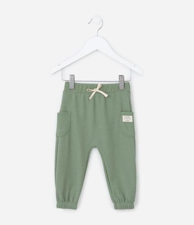 Pantalón Infantil con Textura Waffle y Bolsillos - Talle 0 a 18 meses