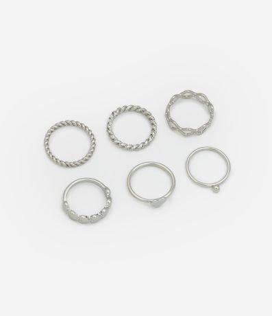 Kit 06 Anillos en Metal con Texturas