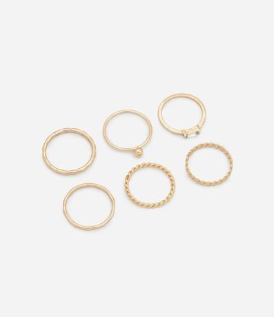Kit 06 Anillos en Metal con Texturas Diversas