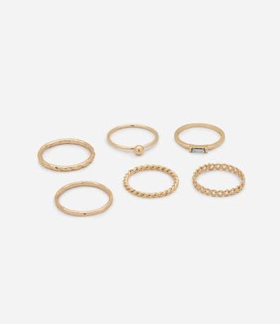 Kit 06 Anillos en Metal con Texturas Diversas 2