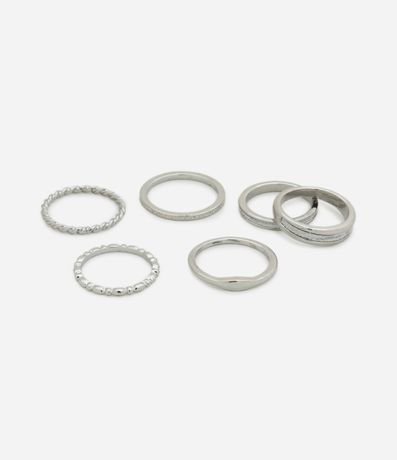 Kit 06 Anillos en Metal con Texturas y Revestimiento Brilloso 2