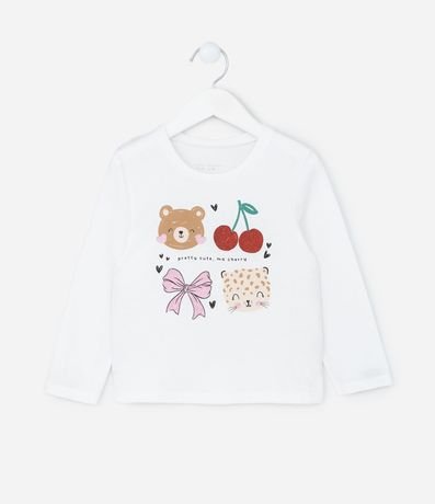 Blusa Infantil con Estampa Animalitos con Brillo - Talle 1 a 6 años