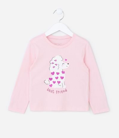 Blusa Infantil con Estampa Poodle y Corazones - Talle 1 a 6 años