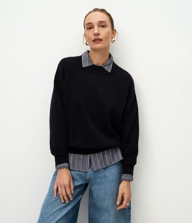 Buzo Suéter en Tricot con Puño Ajustado