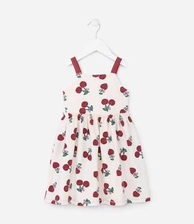 Vestido Infantil en Algodón con Estampado de Cerezas - Talle 1 a 6 años