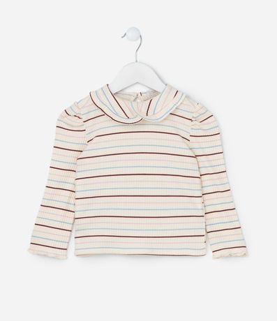 Blusa Infantil Acanalada con Cuello Diferenciada - Talle 1 a 6 años