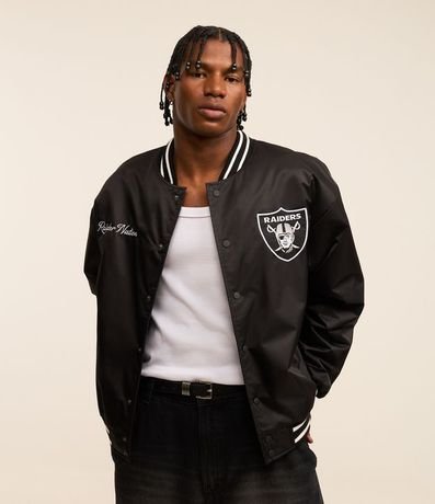 Campera Bomber en Poliamida con Estampa Lettering NFL