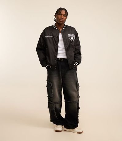 Campera Bomber en Poliamida con Estampa Lettering NFL 3