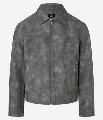 Campera en Material Sintético con Recortes y Estampa Manchada 6