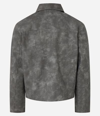 Campera en Material Sintético con Recortes y Estampa Manchada 8