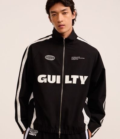 Campera Sporty con Cuello Alto y Rayas Contrastantes