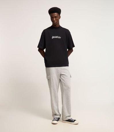 Pantalón Baggy en Algodón con Bolsillo Cargo