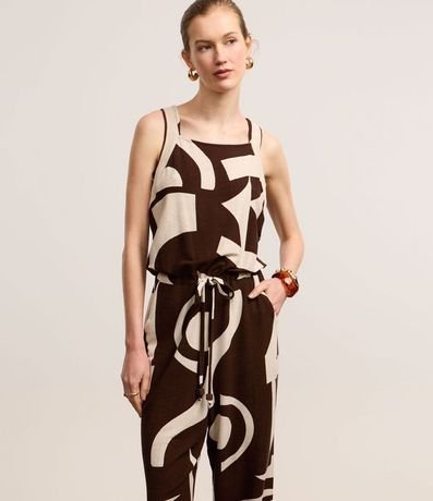 Mono Recto en Viscosa con Estampa Abstracta y Sisa de Punto 2