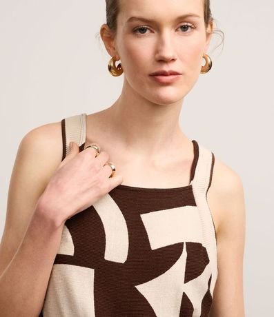 Mono Recto en Viscosa con Estampa Abstracta y Sisa de Punto 3