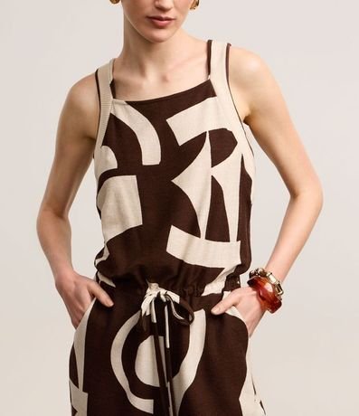 Mono Recto en Viscosa con Estampa Abstracta y Sisa de Punto 5