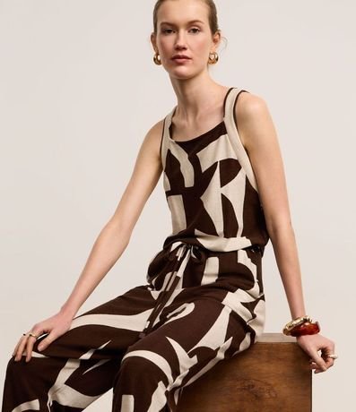 Mono Recto en Viscosa con Estampa Abstracta y Sisa de Punto 6