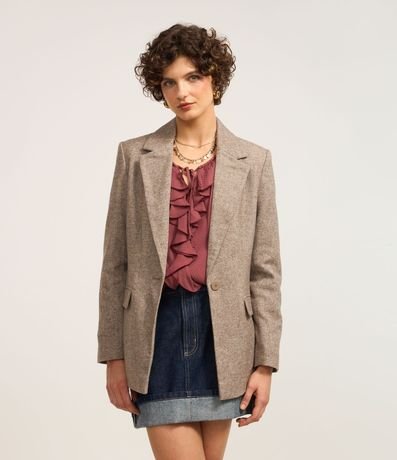 Blazer Oversized en Sastrería con Textura y Bolsillos con Solapa