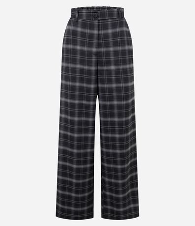 Pantalón Pantalona en Sastrería de Cuadros con Cintura Elástica 4