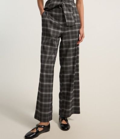 Pantalón Pantalona en Sastrería de Cuadros con Cintura Elástica 3