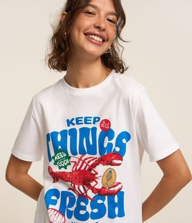 Remera Alargada en Algodón con Estampa Langosta Keep Things Fresh