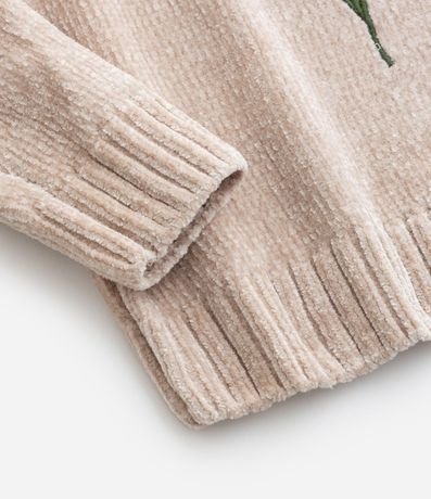 Suéter Infantil en Chenille con Bordado de Flores - Talle 5 a 14 años 4