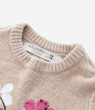 Suéter Infantil en Chenille con Bordado de Flores - Talle 5 a 14 años 5