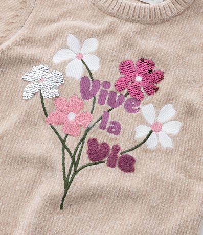 Suéter Infantil en Chenille con Bordado de Flores - Talle 5 a 14 años 6