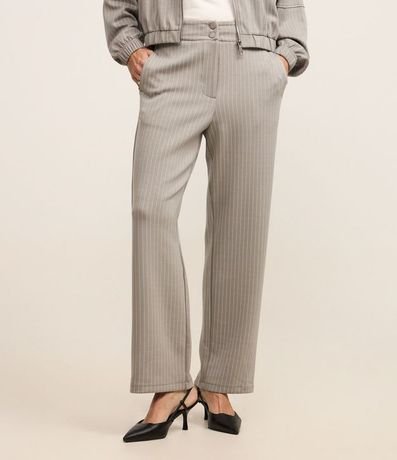 Pantalón recto en Malla con Rayas y Cintura Alta 3