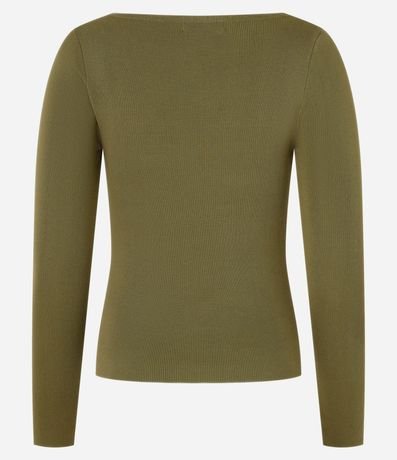 Blusa Básica Ajustada en Punto Leve con Escote Cuadrado 7