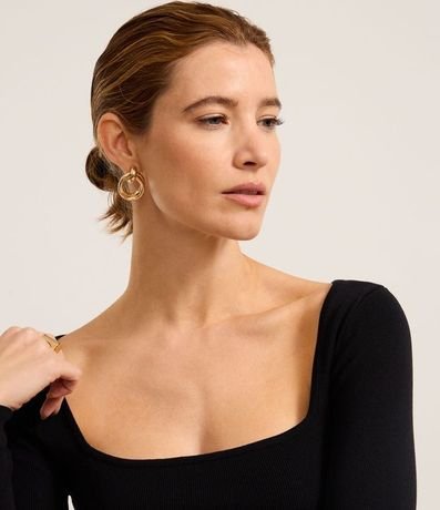 Blusa Básica Ajustada en Punto Leve con Escote Cuadrado 4