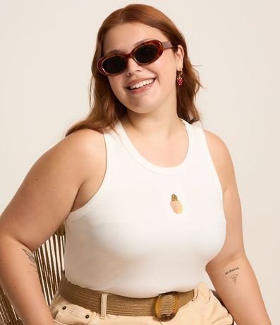 Blusa Musculosa Cropped con Bordado de Anacardo Curve & Plus Size 3