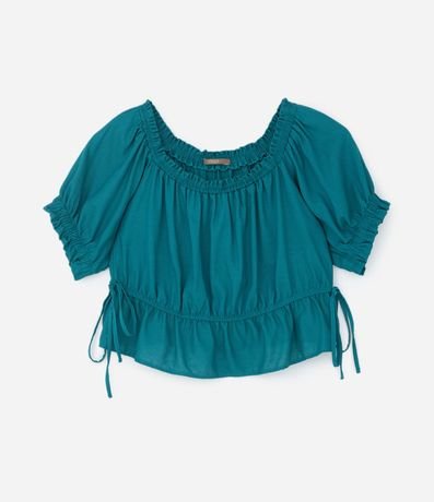 Blusa con Lino Manga Abullonada y Amarraciones Curve & Plus Size 5
