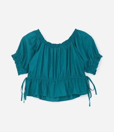 Blusa con Lino Manga Abullonada y Amarraciones Curve & Plus Size 6