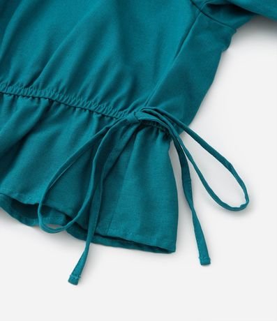 Blusa con Lino Manga Abullonada y Amarraciones Curve & Plus Size 8