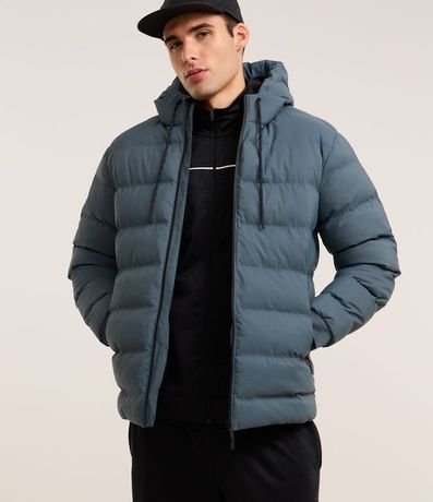 Campera Puffer Deportiva sin Costura con Capucha