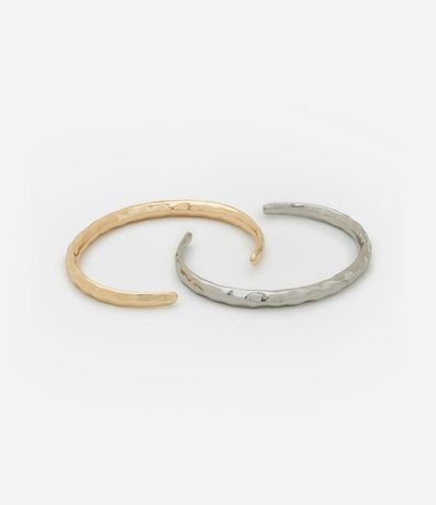 Kit 02 Pulseiras en Metal Rígido con Efecto Martillado 2