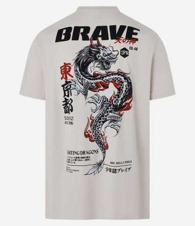 Remera Regular en Algodón con Estampa de Dragón Oriental 6