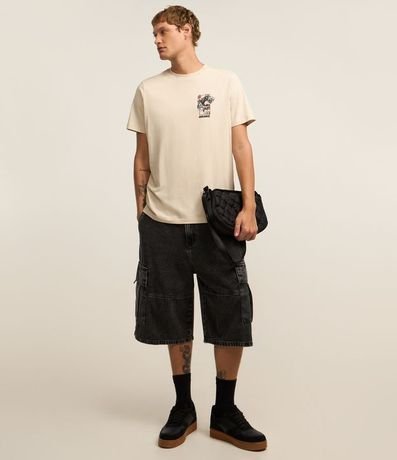 Remera Regular en Algodón con Estampa de Dragón Oriental 2