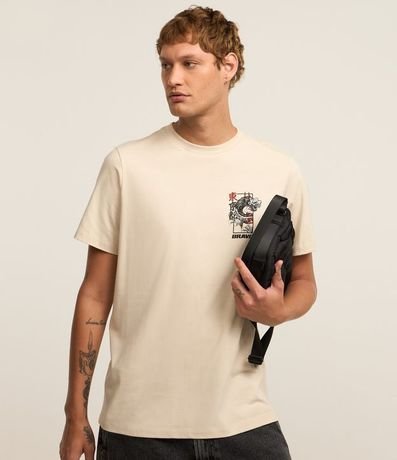 Remera Regular en Algodón con Estampa de Dragón Oriental 3