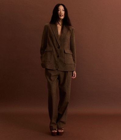 Pantalón Recto en Polivelour Calientita con Cintura Sastre