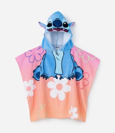 Poncho Infantil Atoallado con Capucha y Estampa Stitch - Talle único 1