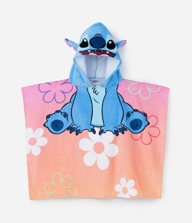 Poncho Infantil Atoallado con Capucha y Estampa Stitch - Talle único 2