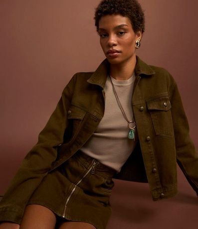 Campera Trucker en Sarga con Botones en Metal 7