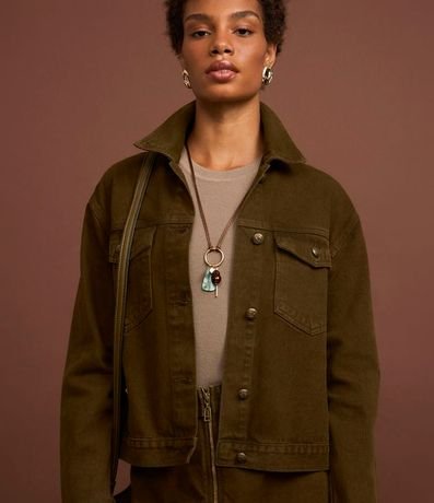 Campera Trucker en Sarga con Botones en Metal 5