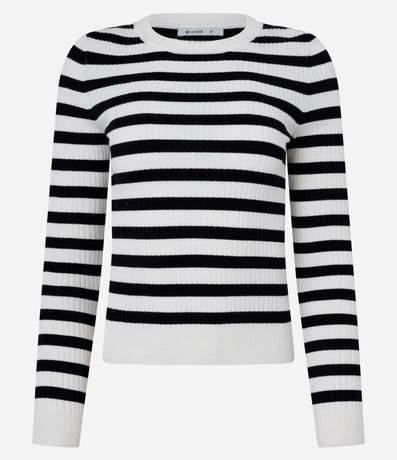 Suéter Rayado de Punto con Cuello Redondo 7