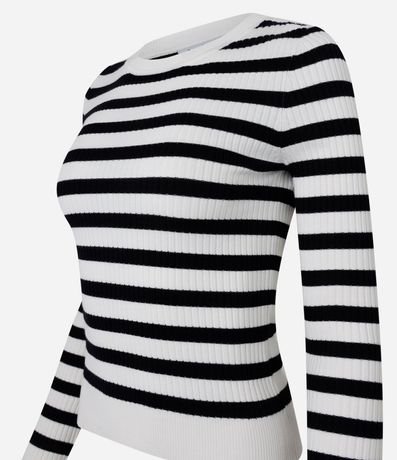 Suéter Rayado de Punto con Cuello Redondo 8